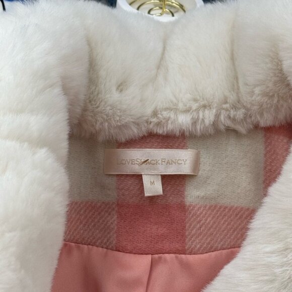 🆕 LOVESHACKFANCY 🧿 NWOT Dumont Faux Fur Collared Jacket, Crisp Peach - Sz M - Picture 14 of 16